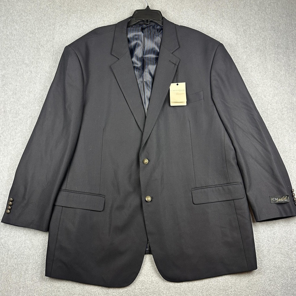 CM Gold Series Blazer Mens 54R Navy Viscose Blend Stretch 2 Button Sport Coat